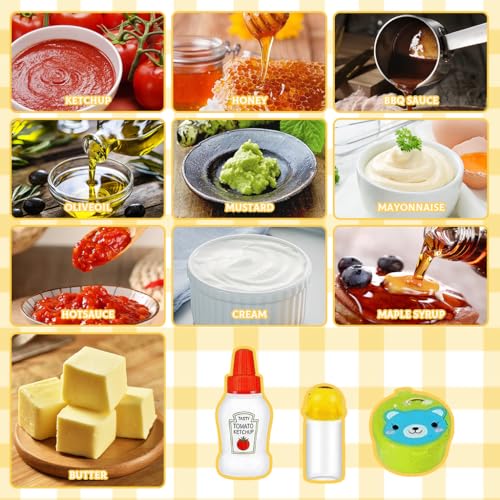 HASTHIP® 135PCS Mini Sauce Bottle & Fruit Fork Set for Kids Portable Dispenser Ketchup Dressing Bottles for Tiffin Picnic Camping Outdoor Activities HASTHIP® 135PCS Mini Sauce Bottle & Fruit Fork Set for Kids Portable Dispenser Ketchup Dressing Bottles for Tiffin Picnic Camping Outdoor Activities